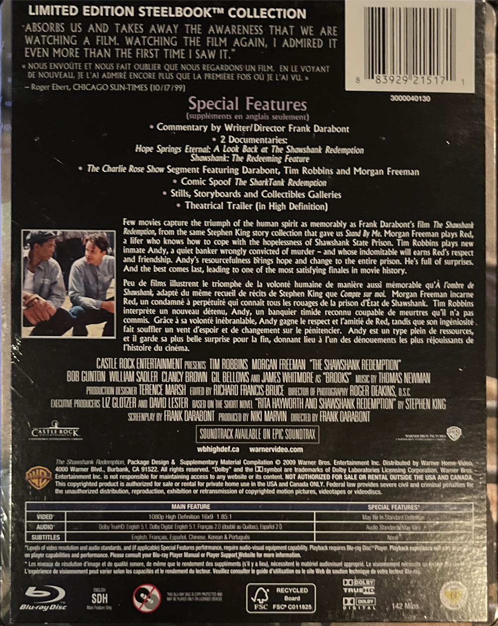 The Shawshank Redemption DVD movie collectible [Barcode 883929215171] - Main Image 3