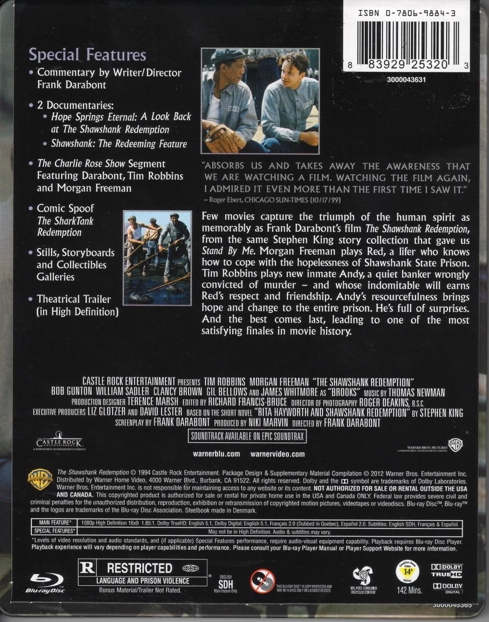 The Shawshank Redemption Blu-ray movie collectible [Barcode 883929253203] - Main Image 3
