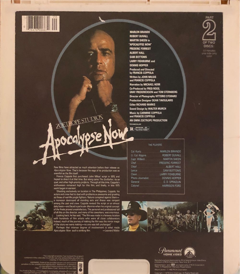 Apocalypse Now CED movie collectible [Barcode 076476006679] - Main Image 3