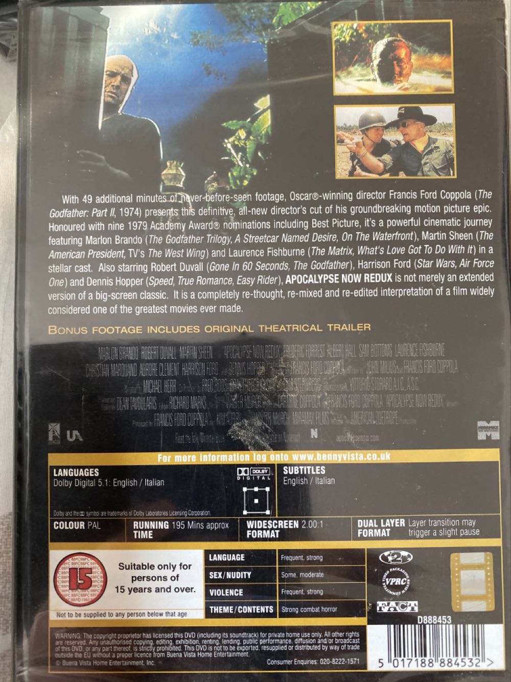 Apocalypse Now DVD movie collectible [Barcode 5017188884532] - Main Image 3