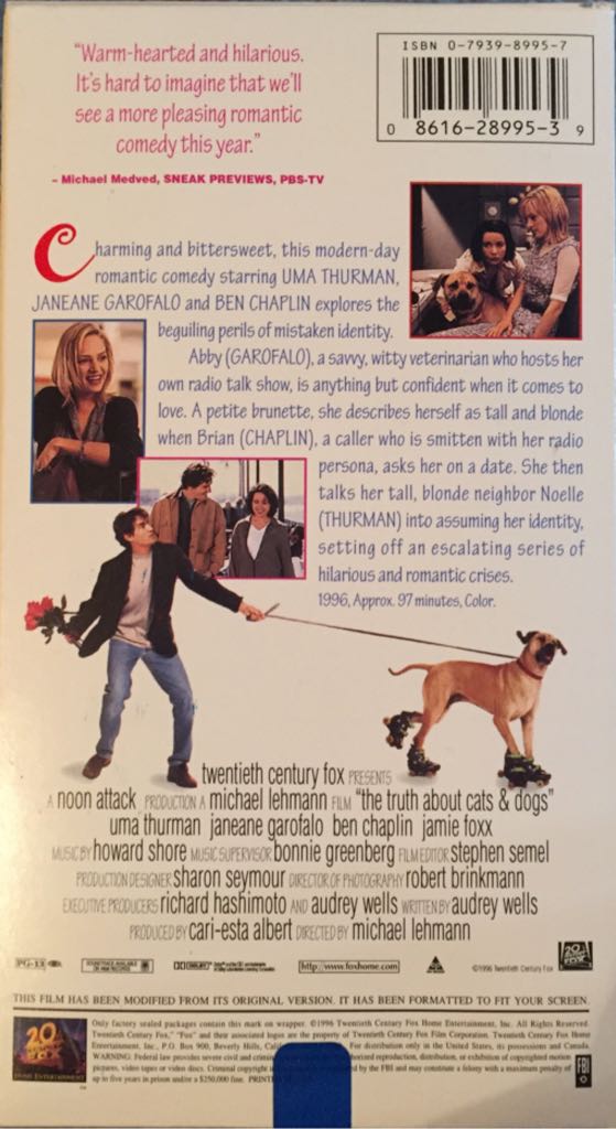 The Truth About Cats and Dogs VHS movie collectible [Barcode 086162899539] - Main Image 2