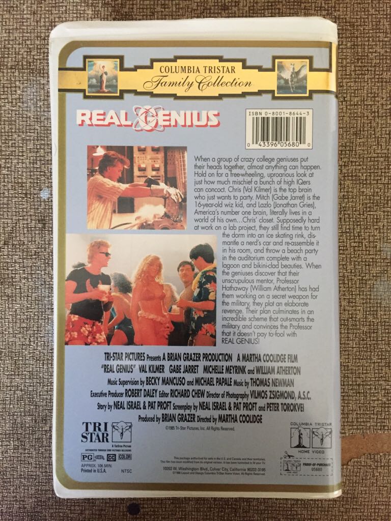 Real Genius VHS movie collectible [Barcode 043396056800] - Main Image 2