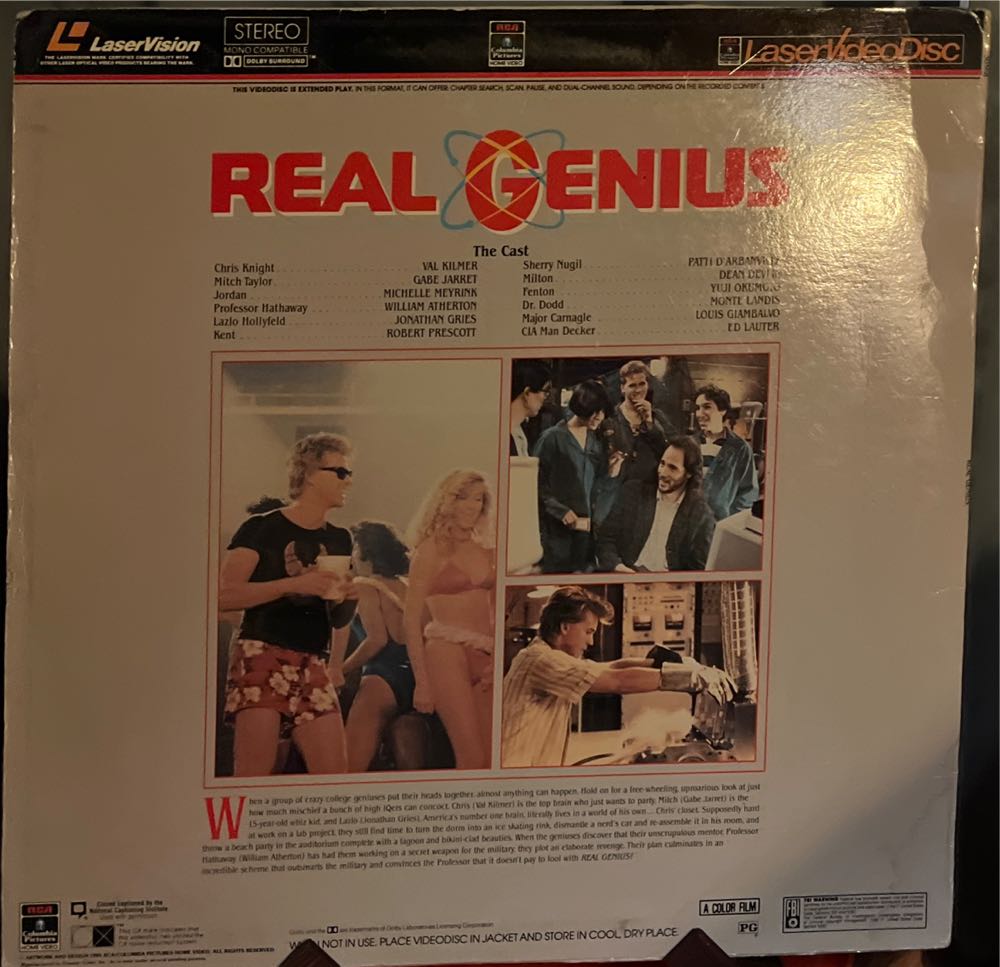 Real Genius Laser Disc movie collectible [Barcode 076476140687] - Main Image 2
