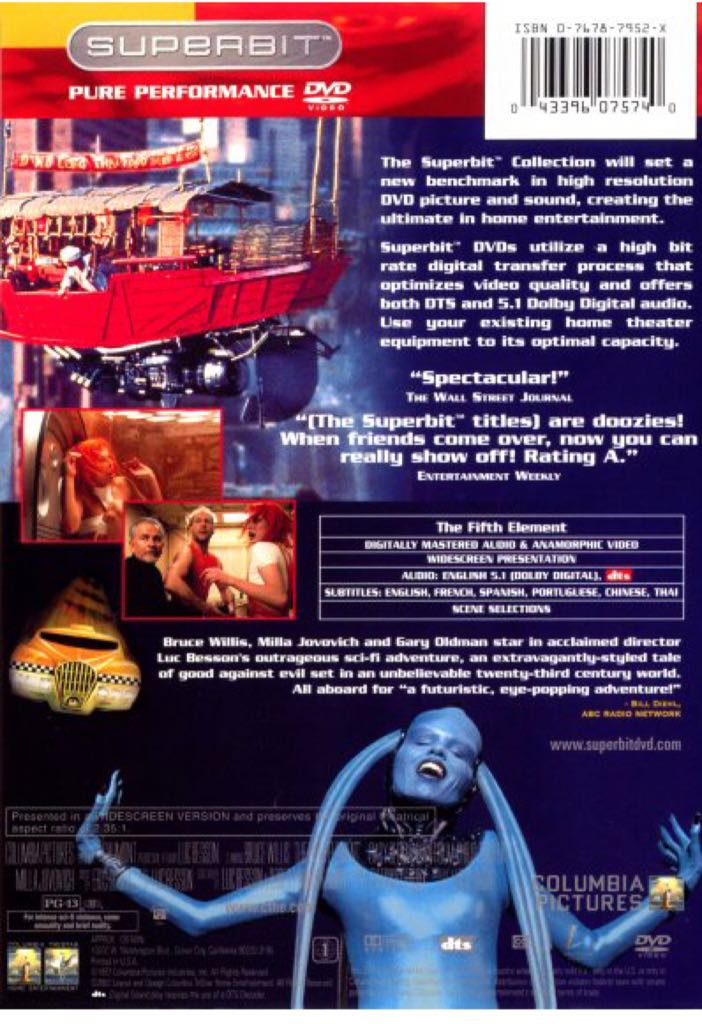 The Fifth Element DVD movie collectible [Barcode 043396075740] - Main Image 2