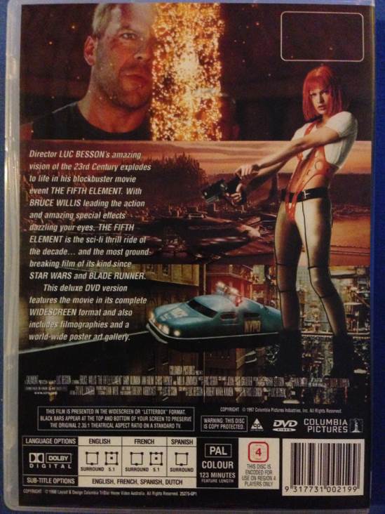 The Fifth Element DVD movie collectible [Barcode 9317731002199] - Main Image 2