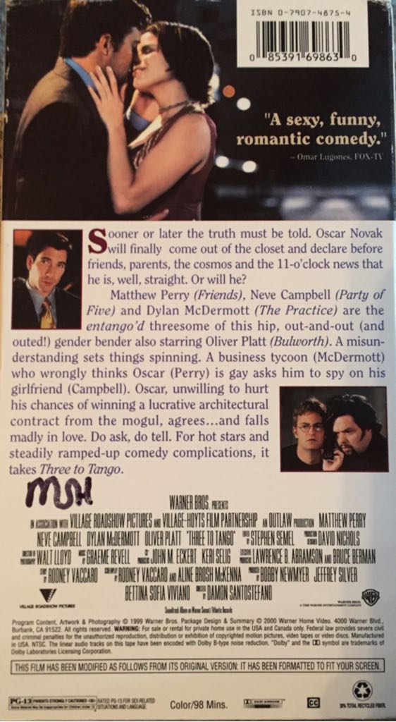 Three to Tango VHS movie collectible [Barcode 085391698630] - Main Image 2