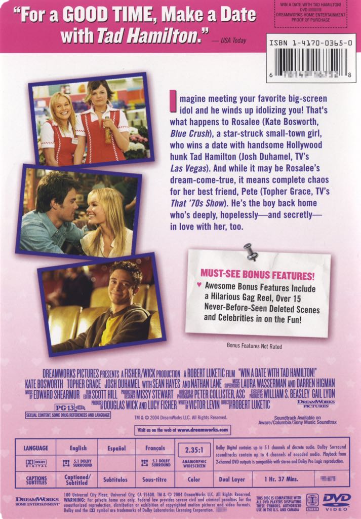 Win a Date with Tad Hamilton! DVD movie collectible [Barcode 5050583011486] - Main Image 2