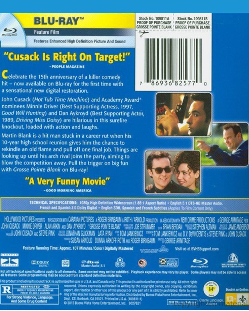 Grosse Pointe Blank Blu-ray movie collectible [Barcode 9398586962074] - Main Image 2
