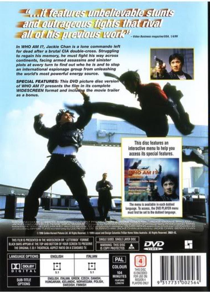 Jackie Chan: Who Am I? DVD movie collectible [Barcode 9317731002564] - Main Image 2