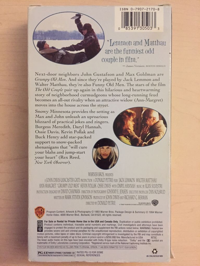 Grumpy Old Men VHS movie collectible [Barcode 085391305033] - Main Image 2