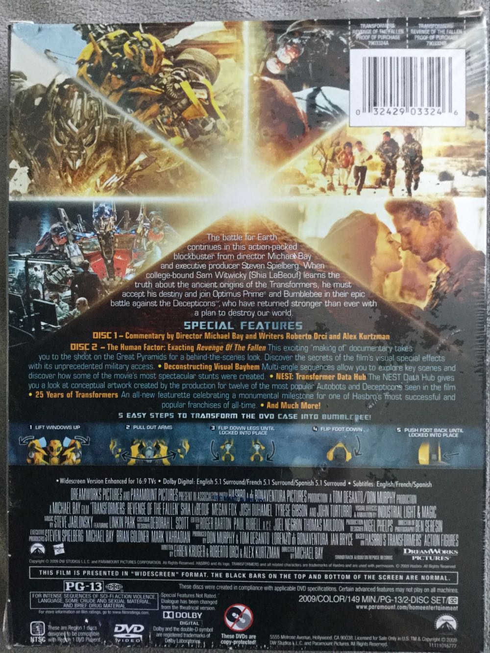 Transformers 2: Transformers: Revenge of the Fallen (Bumblebee Case Only!) DVD movie collectible [Barcode 032429033246] - Main Image 3