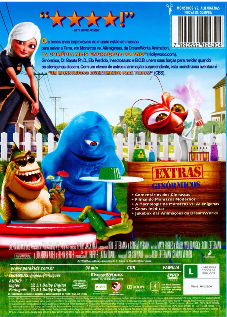 Monsters vs. Aliens DVD movie collectible [Barcode 097361197562] - Main Image 2