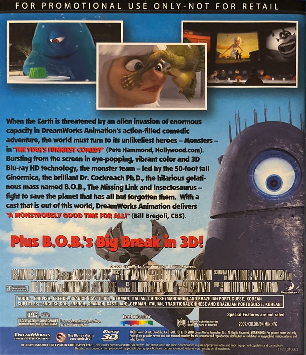 Monsters vs Aliens Blu-ray movie collectible [Barcode 505136809753] - Main Image 2