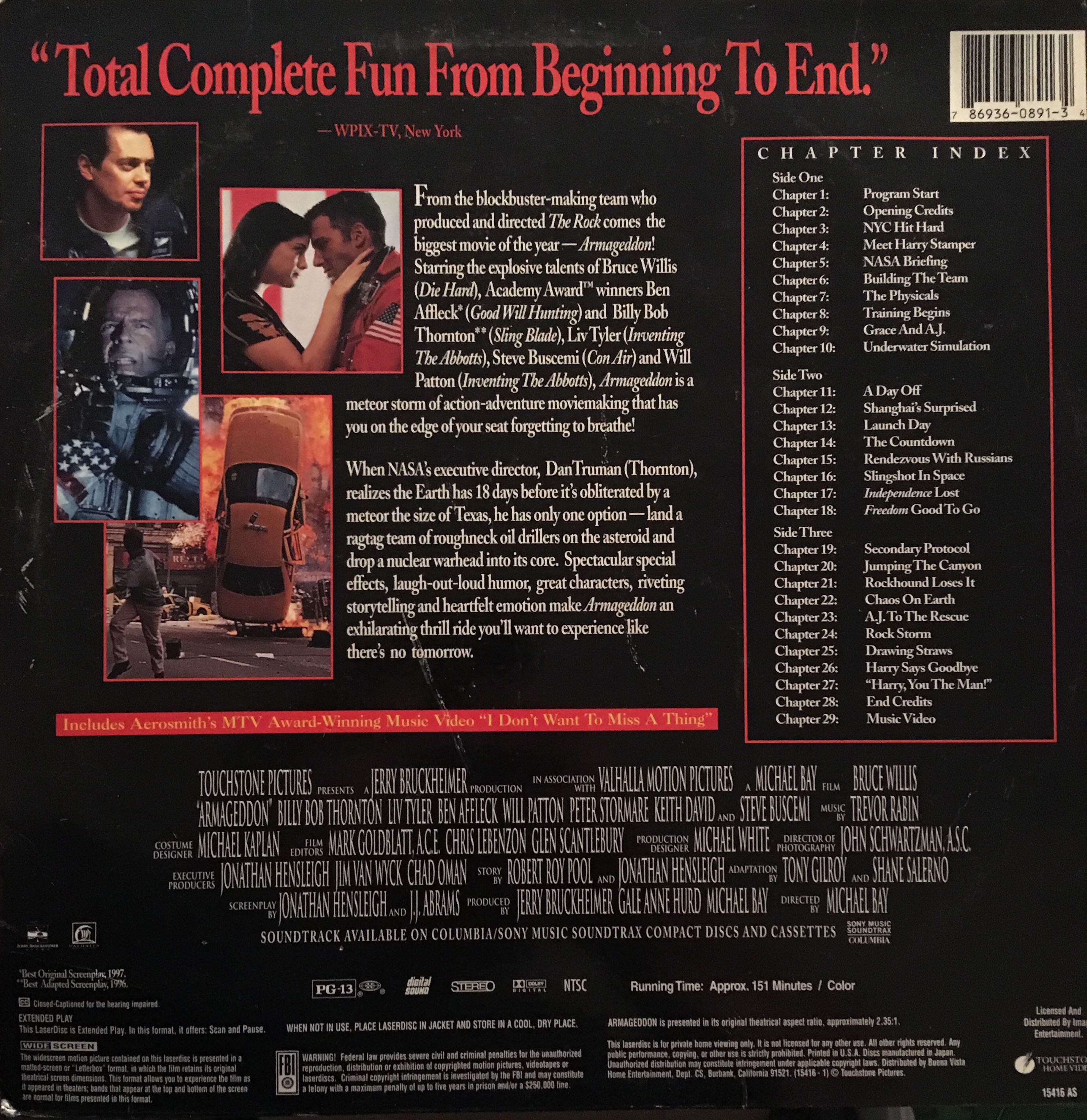 Armageddon Laser Disc movie collectible [Barcode 786936089134] - Main Image 2