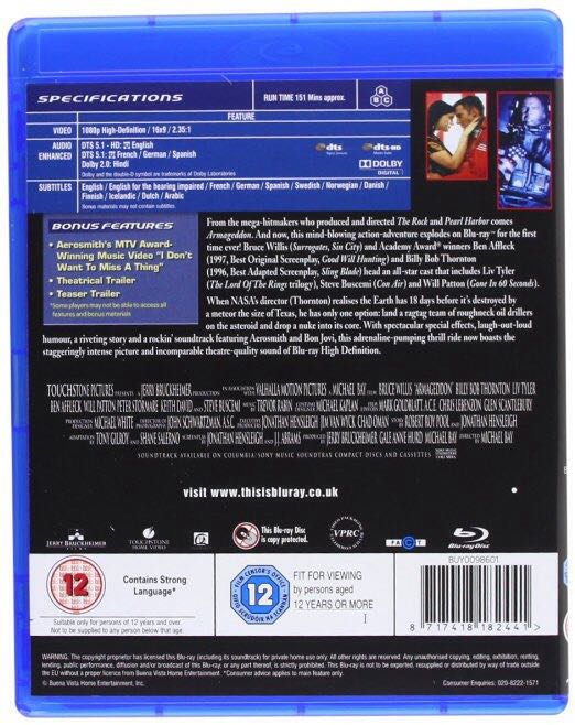 Armageddon Blu-ray movie collectible [Barcode 8717418182441] - Main Image 2