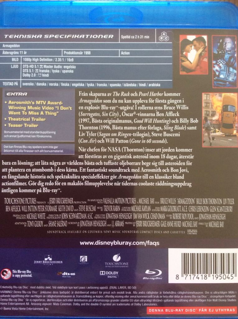 Armageddon Blu-ray movie collectible [Barcode 8717418195045] - Main Image 2