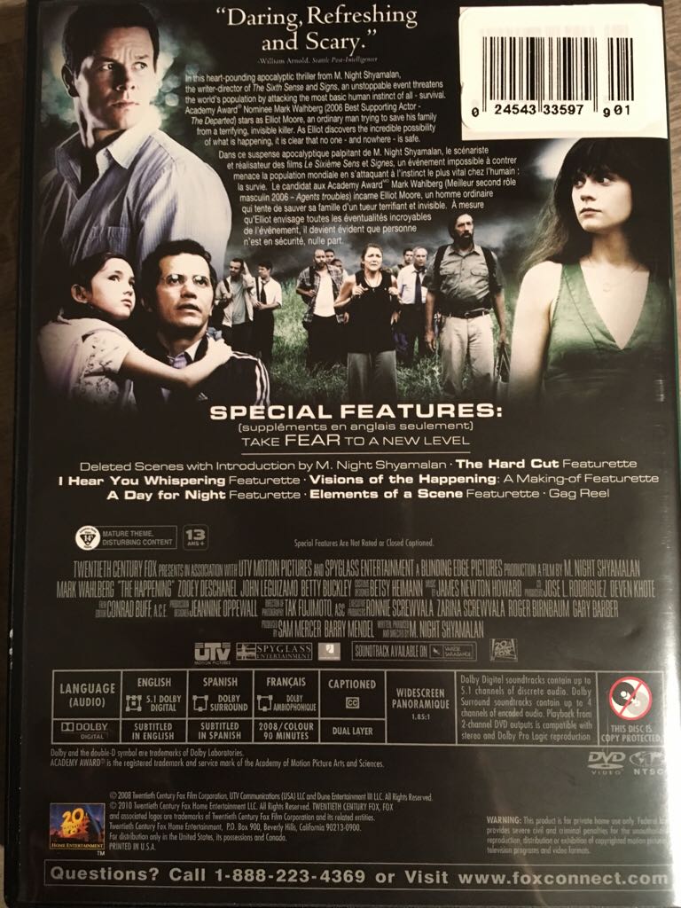 The Happening DVD movie collectible [Barcode 024543335979] - Main Image 2