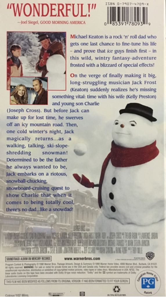 Jack Frost VHS movie collectible [Barcode 085391780939] - Main Image 2