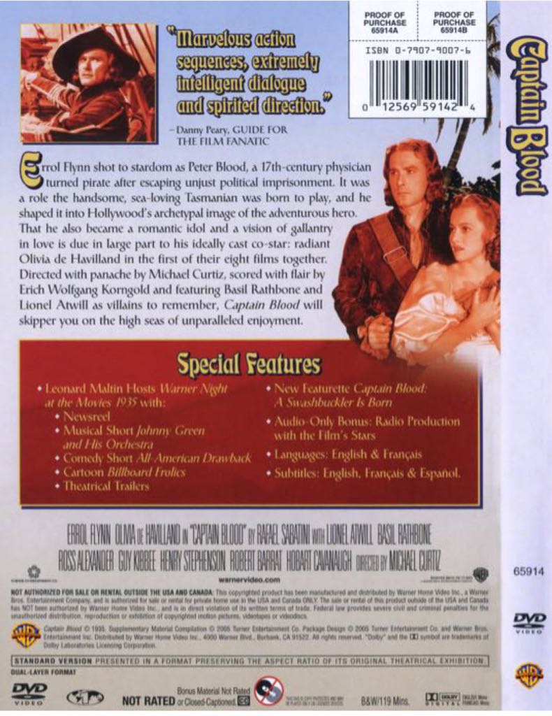 Captain Blood DVD-R movie collectible [Barcode 7321976677793] - Main Image 2