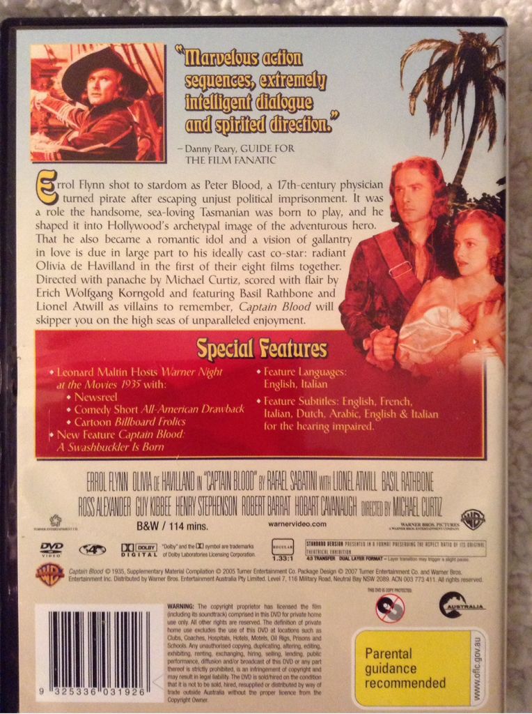 Captain Blood iTunes movie collectible [Barcode 9325336031926] - Main Image 2