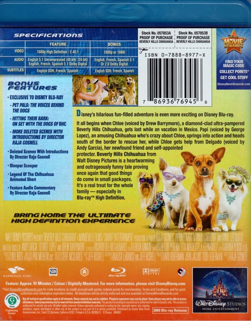 Beverly Hills Chihuahua 1 Blu-ray movie collectible [Barcode 786936769456] - Main Image 2