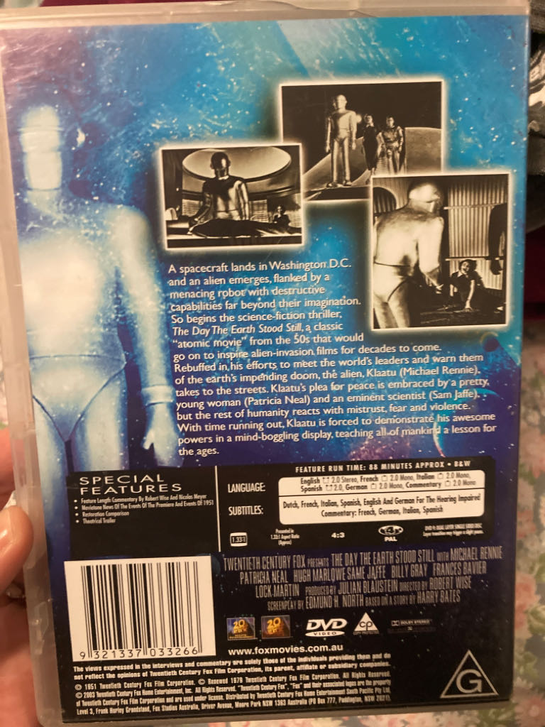The Day the Earth Stood Still DVD movie collectible [Barcode 9321337033266] - Main Image 2