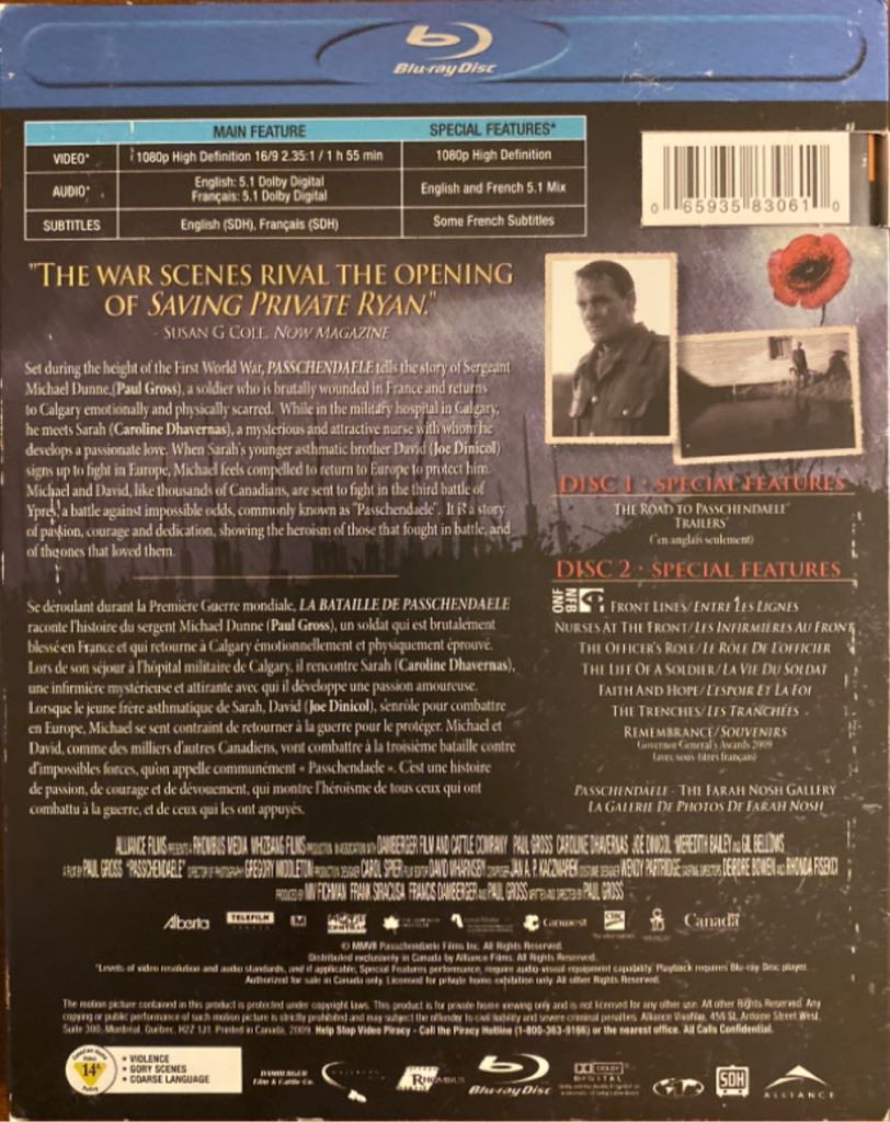 Passchendaele Blu-ray movie collectible [Barcode 065935830610] - Main Image 2
