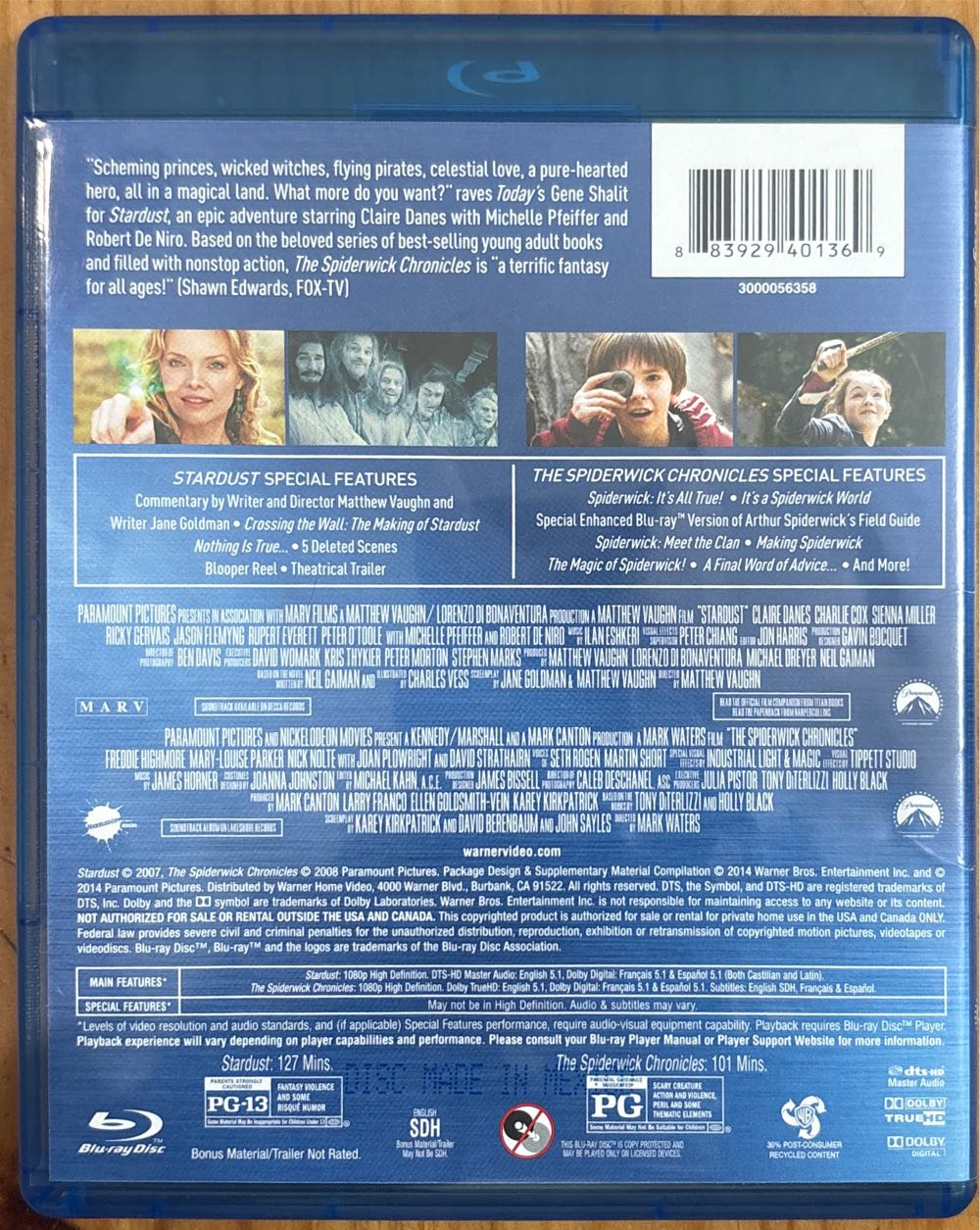 Stardust / The Spiderwick Chronicles Blu-ray movie collectible [Barcode 883929401369] - Main Image 3