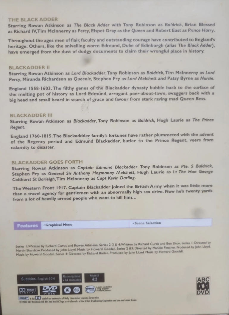Black Adder - The Complete Collection DVD movie collectible [Barcode 9405115632] - Main Image 2