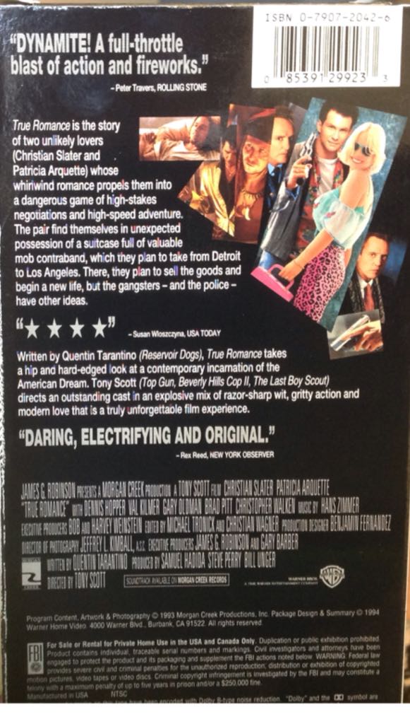 True Romance VHS movie collectible [Barcode 085391299233] - Main Image 2