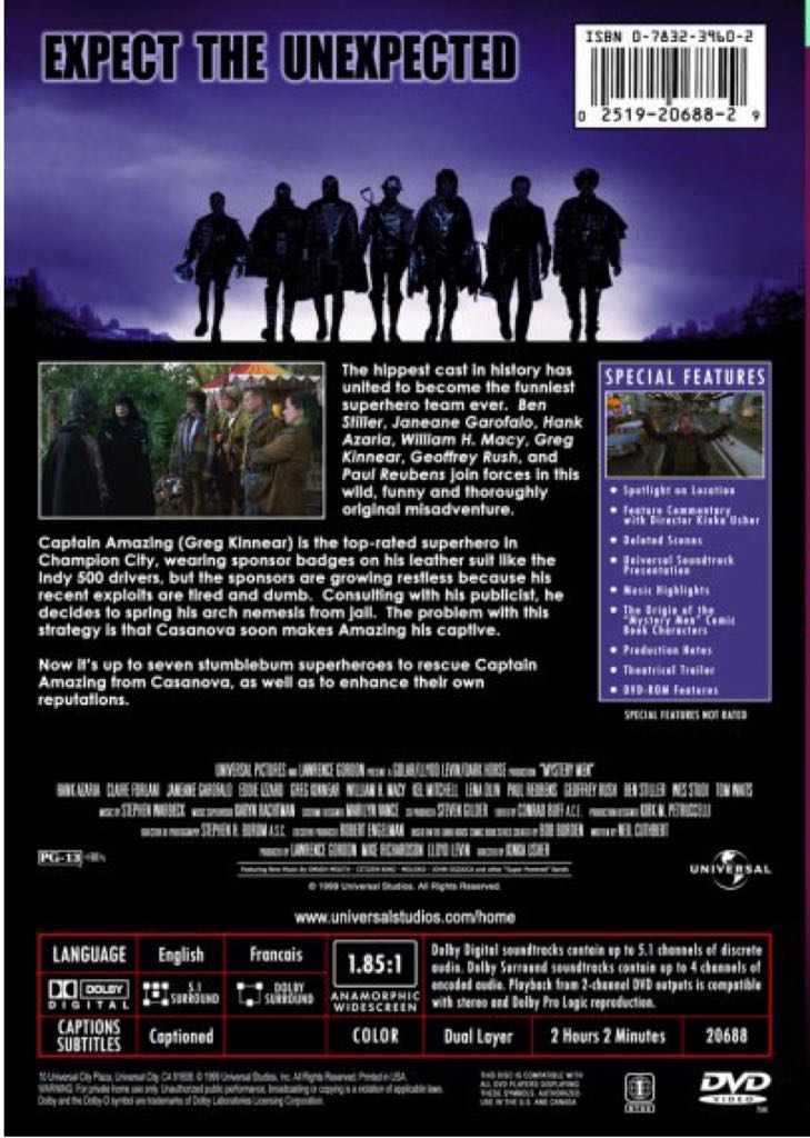 Mystery Men DVD movie collectible [Barcode 5050582055443] - Main Image 2