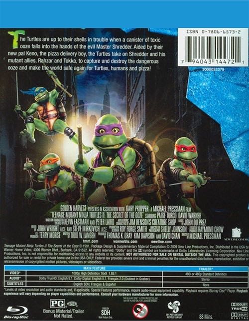 TMNT2: Teenage Mutant Ninja Turtles II: The Secret of the Ooze Blu-ray movie collectible [Barcode 794043181665] - Main Image 2