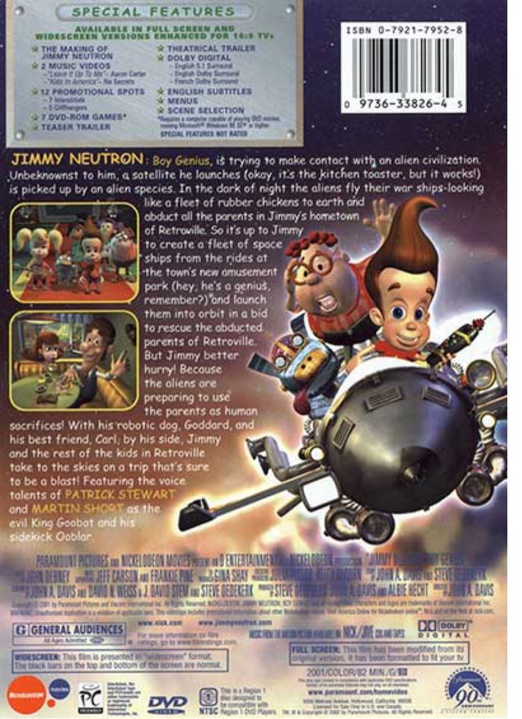 Jimmy Neutron: Boy Genius DVD movie collectible [Barcode 9317206041357] - Main Image 2