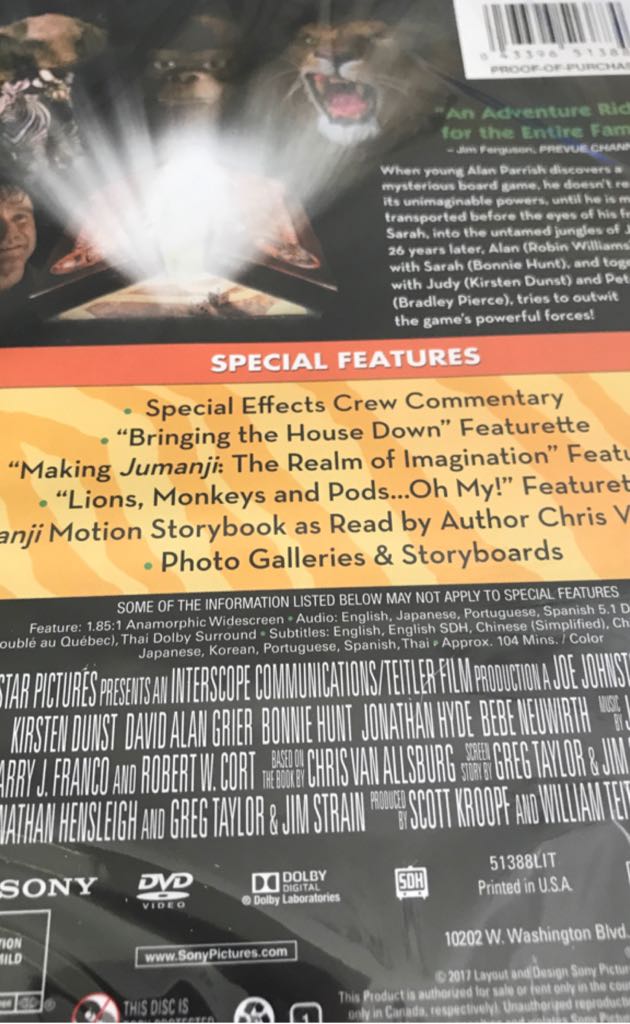 Jumanji DVD movie collectible [Barcode 043396513884] - Main Image 2