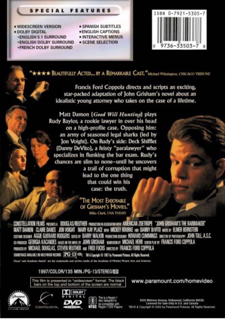 The Rainmaker Apple TV movie collectible [Barcode 097363350323] - Main Image 2