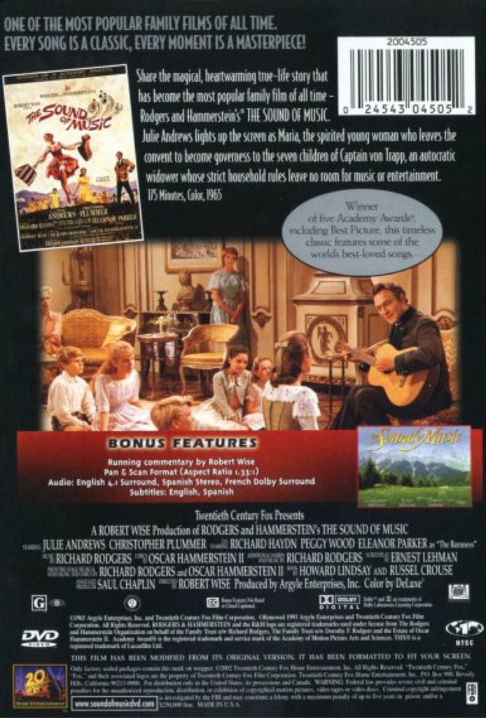 Sound of Music, The Blu-ray movie collectible [Barcode 024543208419] - Main Image 2