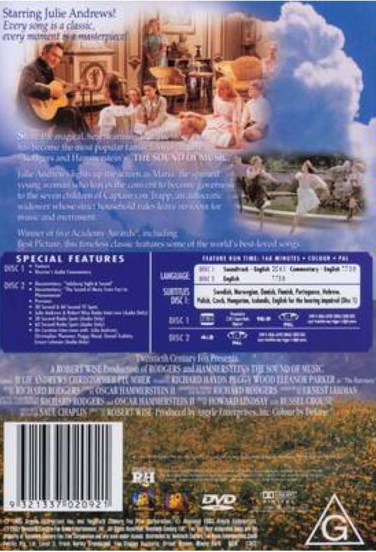 The Sound of Music DVD movie collectible [Barcode 9321337056579] - Main Image 2