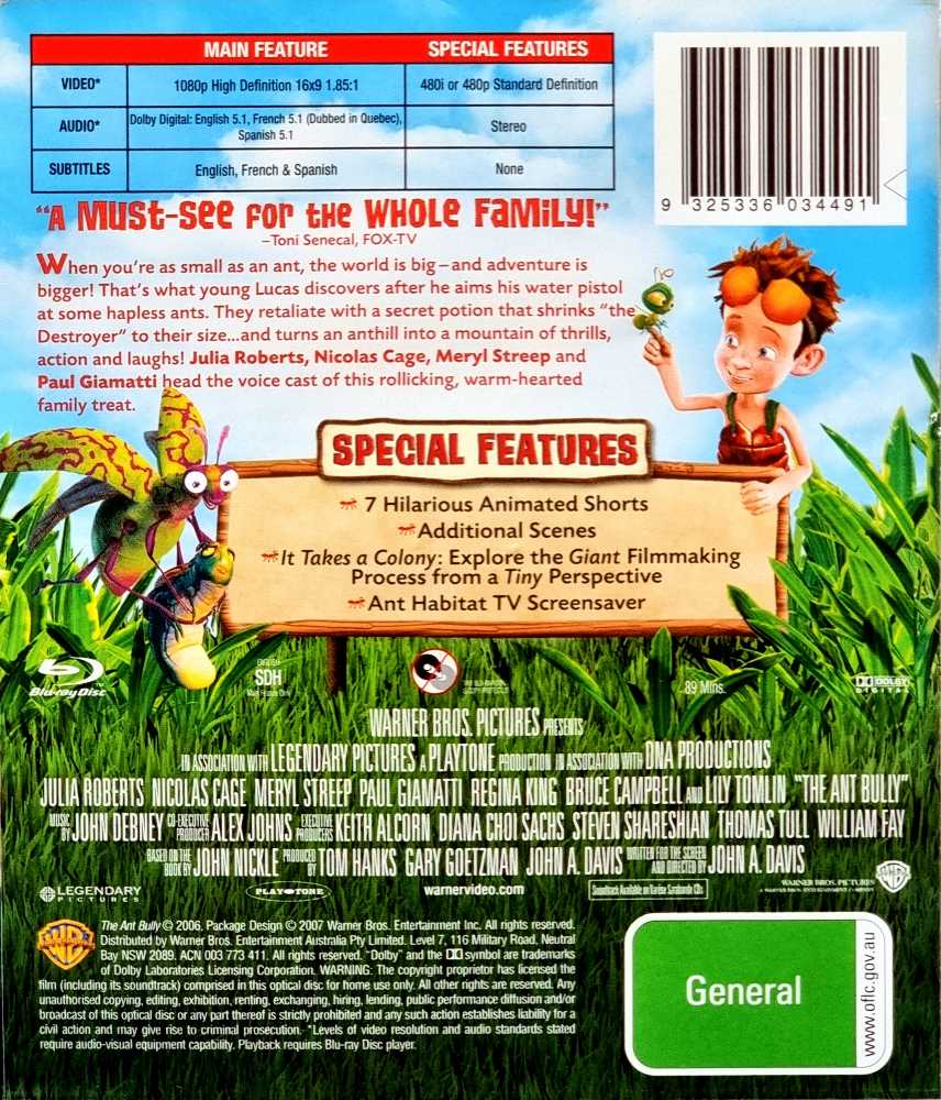 The Ant Bully Blu-ray movie collectible [Barcode 9325336034491] - Main Image 2