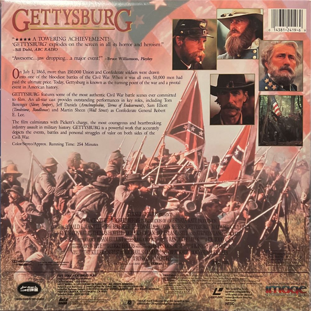 Gettysburg Laser Disc movie collectible [Barcode 014381241969] - Main Image 2