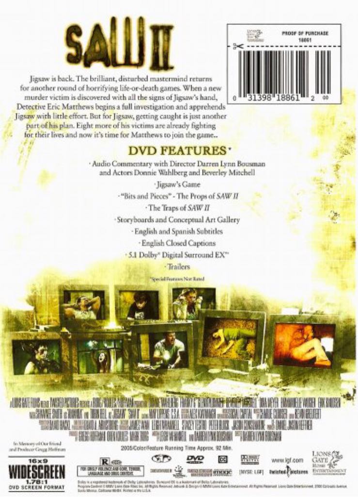 Saw II DVD movie collectible [Barcode 057373170182] - Main Image 2