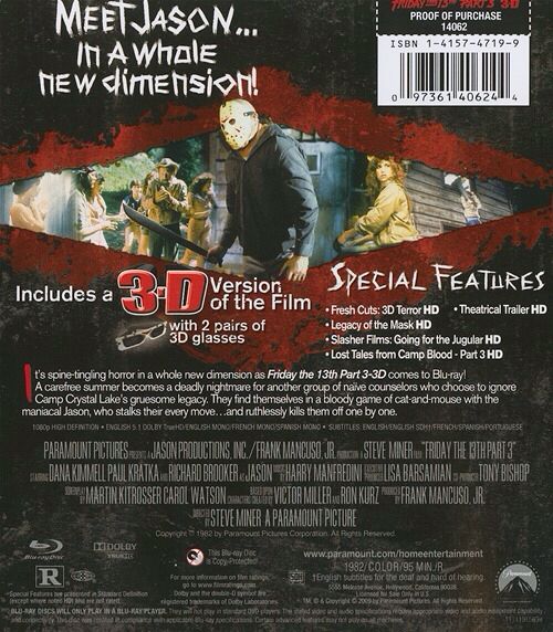 Friday the 13th Part 3 (W/3D Glasses, In Lenticular Slip Cover) DVD movie collectible [Barcode 097361405940] - Main Image 2