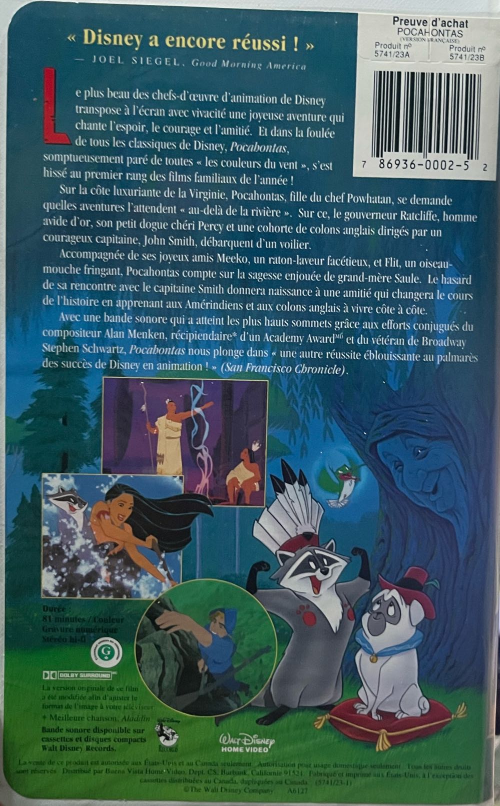 Pocahontas VHS movie collectible [Barcode 786936000252] - Main Image 3