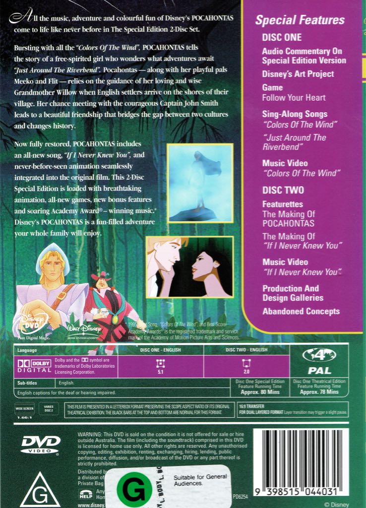 Pocahontas DVD movie collectible [Barcode 9398515044031] - Main Image 2