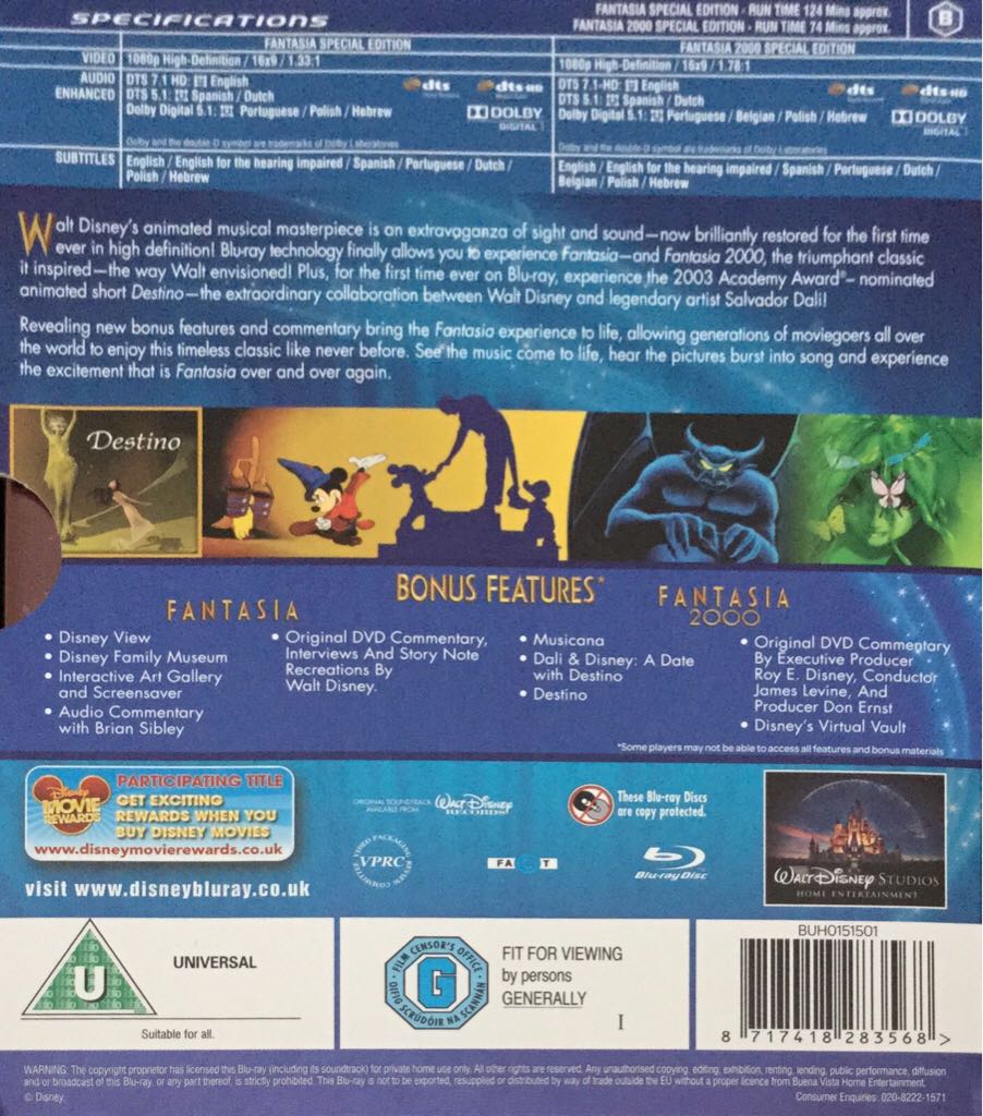 Fantasia / Fantasia 2000 Blu-ray movie collectible [Barcode 8717418283568] - Main Image 2
