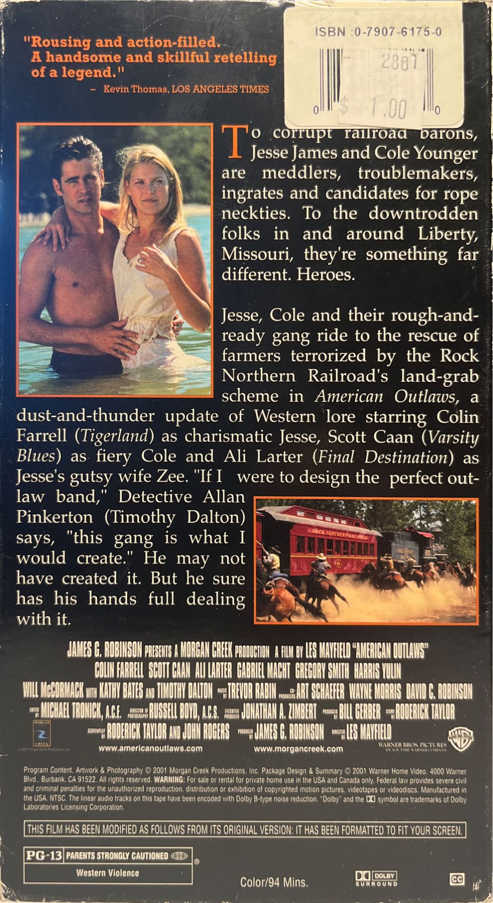 American Outlaws/BIN 13 VHS movie collectible [Barcode 6004416046755] - Main Image 2