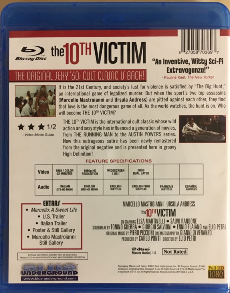 10th Victim, The. Blu-ray movie collectible [Barcode 827058703697] - Main Image 2