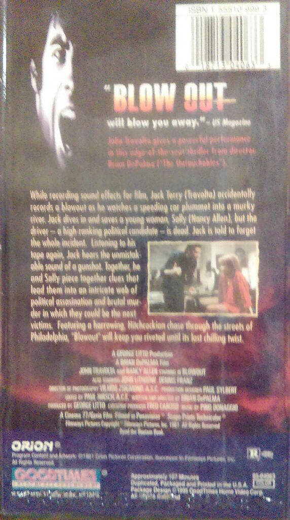 Blow Out VHS movie collectible [Barcode 018713040633] - Main Image 2