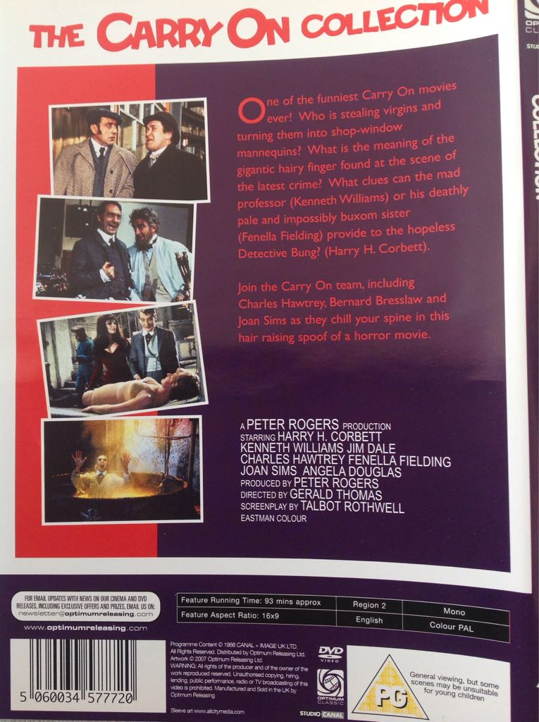 Carry on Screaming DVD movie collectible [Barcode 5060034577720] - Main Image 2