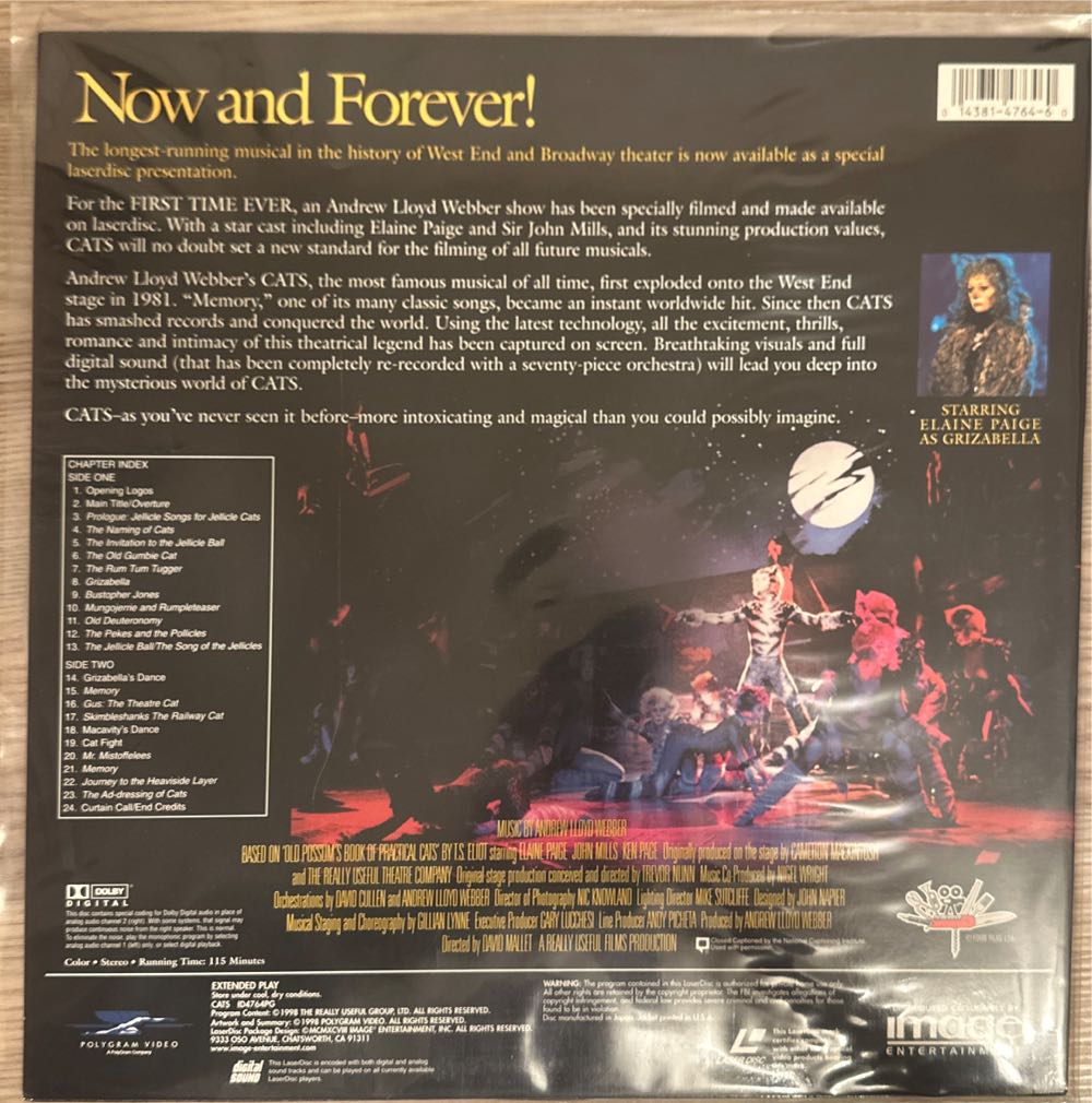 Cats Laser Disc movie collectible [Barcode 014381476460] - Main Image 2
