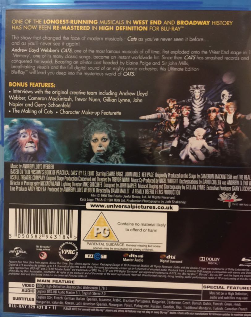 Cats Blu-ray movie collectible [Barcode 5050582943184] - Main Image 2